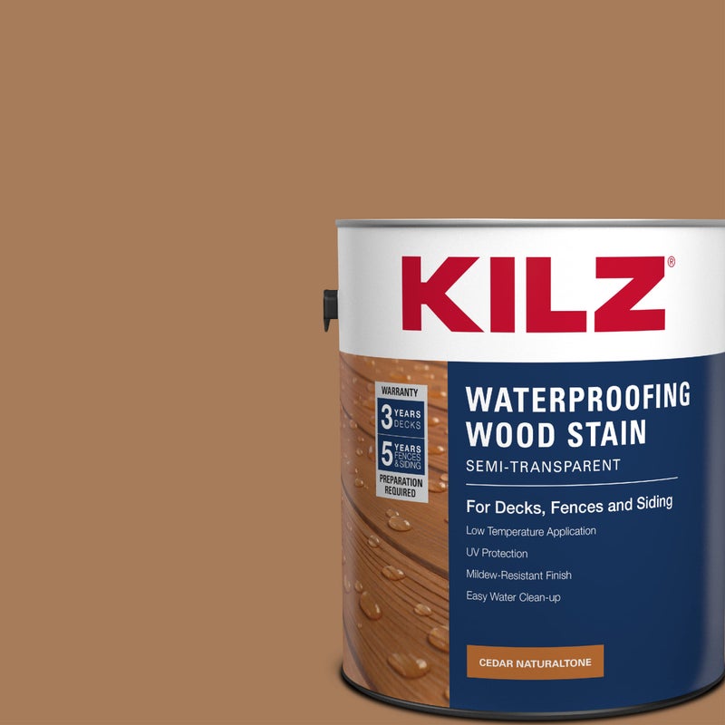 KILZ Waterproofing Wood Stain, Exterior, Semi-Transparent, Cedar, 1 Gallon - Image 2